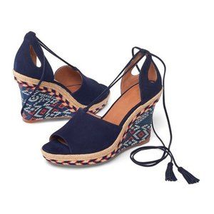 Cabi Classic Navy Isla Suede Wedge - Women